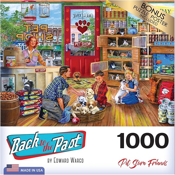 RoseArt - Back to The Past - Pet Store Friends - 1000 Piece Jigsaw Puzzle for Adults