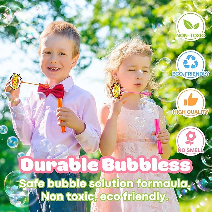 Hero Party Favors for Kids – 24PCS POW BAM ZAP Bubble Wands, Great for Birthday Supplies, Piñata Fillers, Goodie Bags & Classroom Rewards