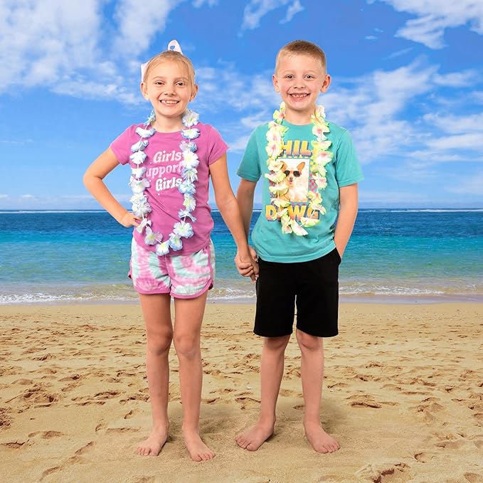 JOYIN Toy 24 Counts Hawaiian Leis Bulk, Tropical Flower Lei Hawaiian Lei Beach Hawaii Luau Party Favors Decoration Birthday Party Supplies