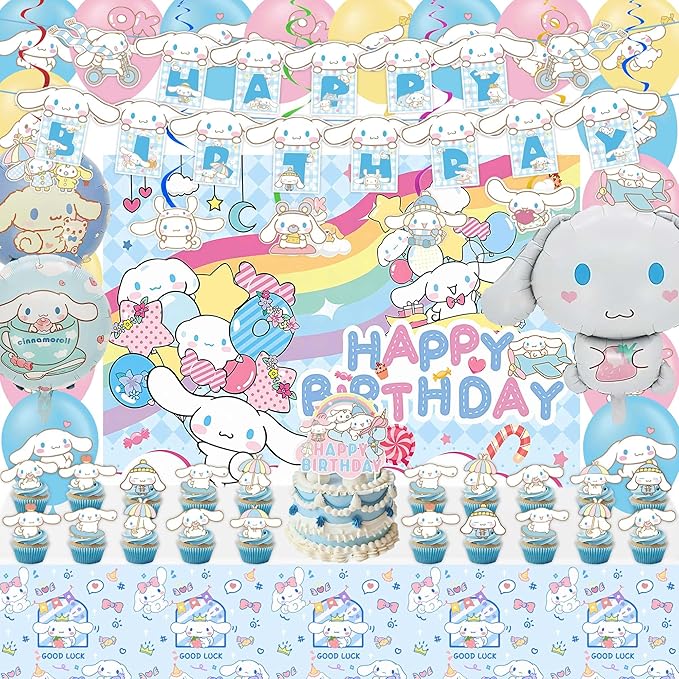 Birthday Party Decorations, Party Supplies Include Banner, Backdrop, latex Balloons, Hanging Swirls, Foil Balloon, Cake Cupcake Toppers, Tablecloth