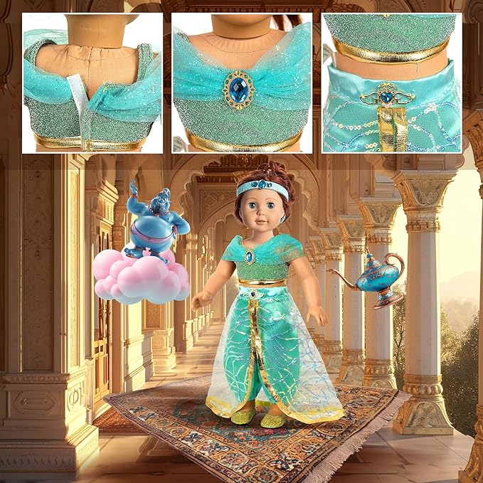 18 inch Doll Clothes Accessories - 6Pcs Different Fairytale Costume Dress