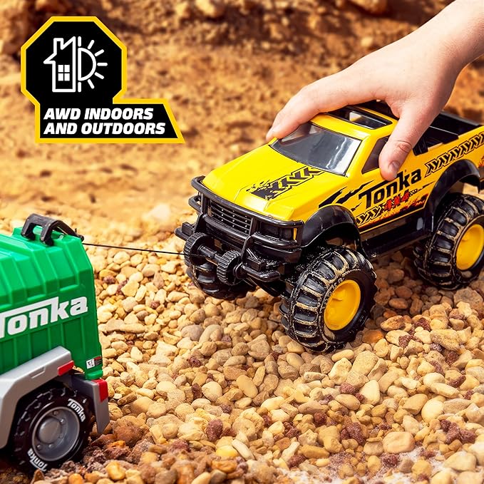 Tonka Steel Classics 4x4 Pickup Truck - Made with Steel & Sturdy Plastic, Yellow Toy Construction Truck, Boys and Girls, Kids, Toddlers, Ages 3+
