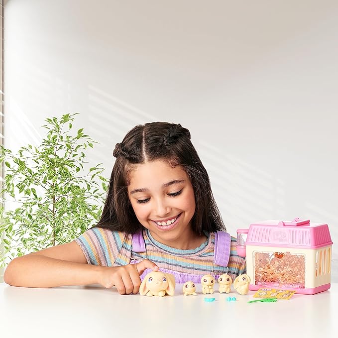 Little Live Pets Lil Baby Bunny Playset Pack, Mama Surprise Bunny Family Collection, Interactive Fold-Out Easter Baby Girl Gifts, Toy for Kids 5+