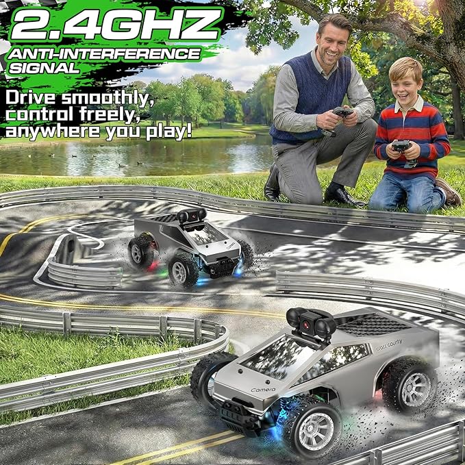RC Cars with Camera Remote Control Truck with 720P HD FPV Camera, All-Terrain Remote Control Car with Led Light Rechargeable Battery, 1:28 RC Car Vehicle Toy Gifts for Kids Boys Girls
