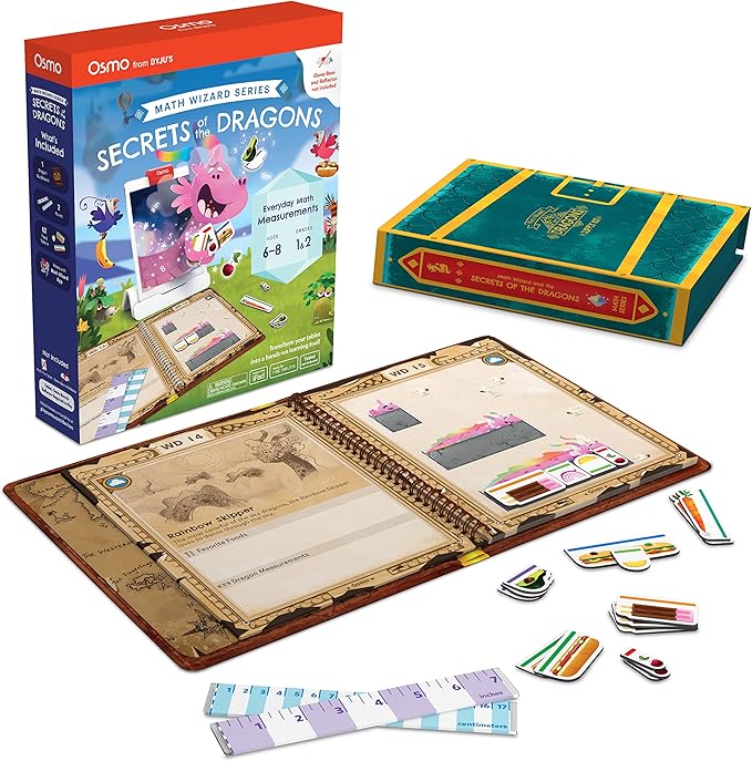 Osmo-Math Wizard and the Secrets of the Dragons for iPad & Fire Tablet-Ages 6-8/Grades 1-2-Measurement & Estimating-Curriculum-Inspired-STEM Toy Gifts for Kids,Boy&Girl-Ages 6 7 8(Osmo Base Required)