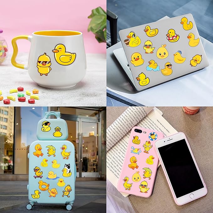 72PCS Duck Party Favors - 48PCS Pre-cut Temporary Tattoos & 24PCS Slap Bracelets - Cute Birthday Party Supplies, Decorations, Baby Shower Gifts, Classroom Prizes, and Rewards for Boys & Girls