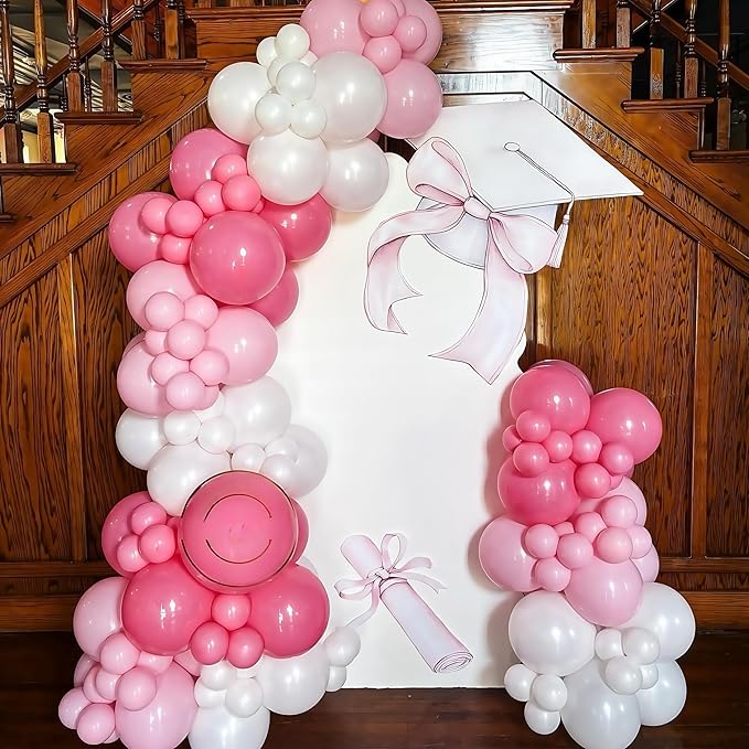 Pink and White Balloons, Pack of 60PCS Dusty Light Pastel Pink White Bow Balloon, Baby Pink Latex Balloon for Girls Women Kitty Birthday Wedding Bridal Baby Shower Cat Theme Party Decorations Supplies