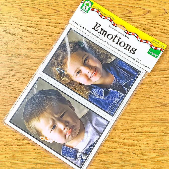 Key Education Emotion Flash Cards, Photographic Learning Cards With Different Emotions, Feelings, and Facial Expressions, Social-Emotional Educational Games, Ages 3+ (81 pc)