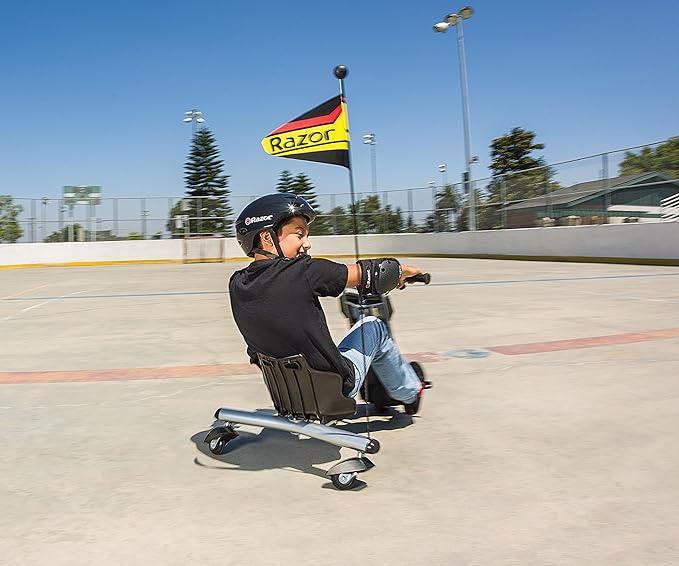 Razor Power Rider 360 9 MPH Drifting Trike Ride-On Electric Powered Tricycle, Black, Yellow