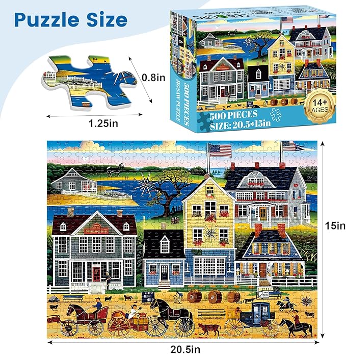 500 Pieces Puzzle for Adults, Fall Puzzle, Autumn Jigsaw Puzzle for Adults, Challenging Game Home Decor Birthday Party Gift Toy for Adults Kids Seniors 20.5×15 in