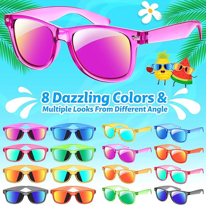 GIFTINBOX 24Pack Kids Sunglasse Bulk for Kids ,Great Gifts Party Favors For Kids 4-8 & 3-5, Translucent Sunglasses with UV400 Protection, Beach Pool Birthday Party Supplies