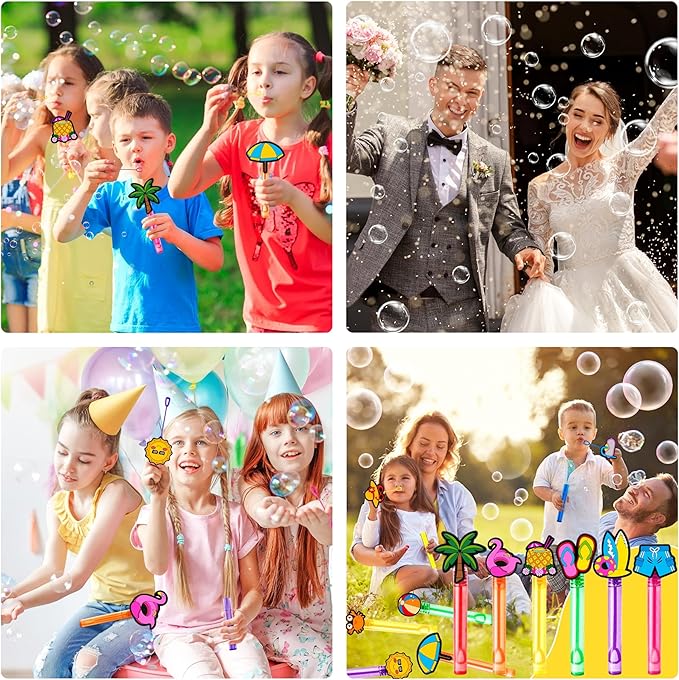 24PCS Summer Bubble Wands for Kids - Party Favors, Goodie Bag Fillers, Pinata Stuffers, Birthday Toys, Class Prizes, Gifts for Toddlers, Boys & Girls