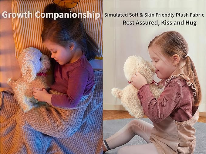 Froplay Robot Dog 2026 Froplay Puppy Interactive Robot Dog Toy with Touch Sensing, Voice Mimic, Lifelike Sounds, Tongue & Licking Actions, Leash Remote, Soft Fur – Battery Powered (Khaki - A)