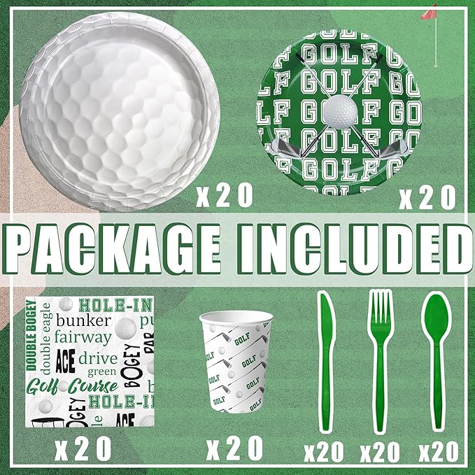 Golf Party Decorations Set - Golf Party Plates, Cups, Napkins, and Cutlery for a Captivating Celebration - Disposable and Stylish Golf Party Supplies for Birthdays and Events