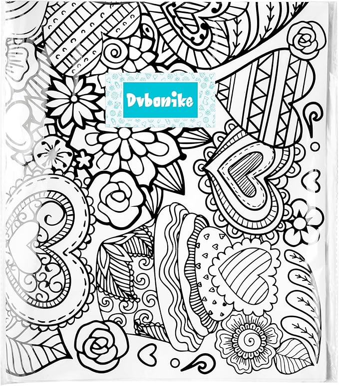 Jumbo LOVE Mandala Coloring Poster - Valentine’s Day Heart Flower DIY Drawing Color-in Paper Blank Art Banner 55.1 x 23.6 Inch Wall Decor, Home Classroom Activity for Kids Party Supplies