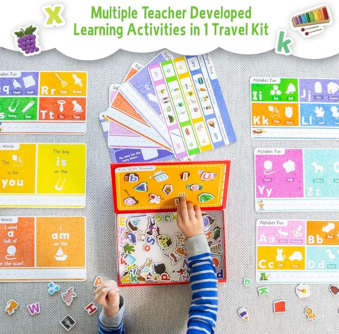 Peaceable Kingdom Alphabet Learning Fun Tote, Hands-on Literacy Activity Set with Magnetic Letters Sheets, Early Reading Skills Development, Kids Age 4+, Portable Classroom Home Organization
