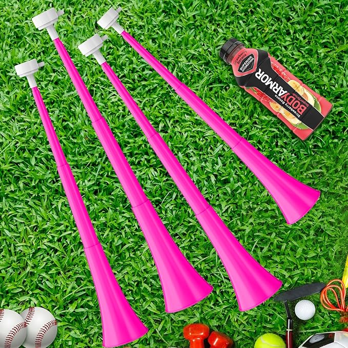 Collapsible Stadium Horn 24 Inch Vuvuzela Plastic Trumpet Blow Horns Noisemakers Loud Sound Soccer Cheer Horn for Sporting Events Graduation Games School Party Supplies Favors Accessories