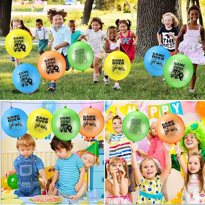 243 Pcs Video Game Party Favors for Kids Gamer Goodie Bag Stuffers Gaming Birthday Party Supplies with Gift Boxes, VIP Pass, Balloons, Bracelets, Keychains, Badges, 3D Stickers (Blue)