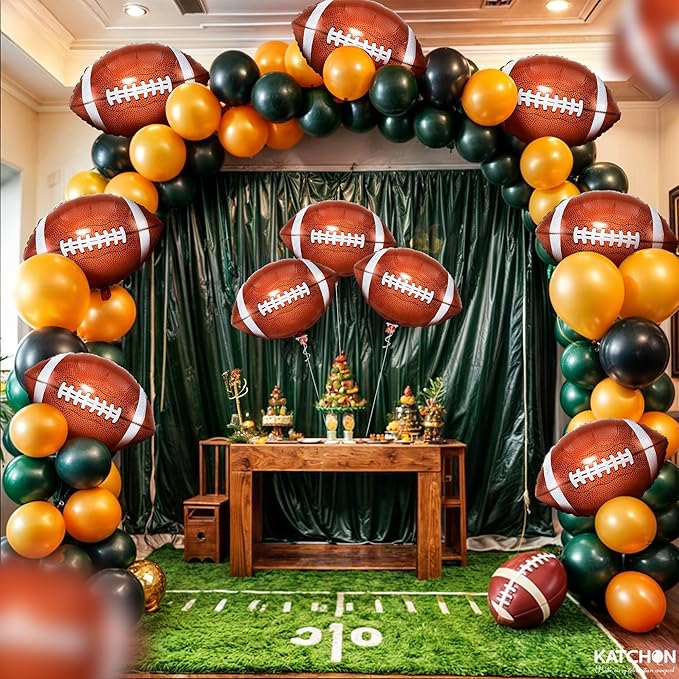 KatchOn, Huge Pack of 10 Foil Football Balloons - 18 Inch | Football Party Decorations | Touchdown Balloons for First Down Football Birthday Party Decorations and Football Themed Party Decorations