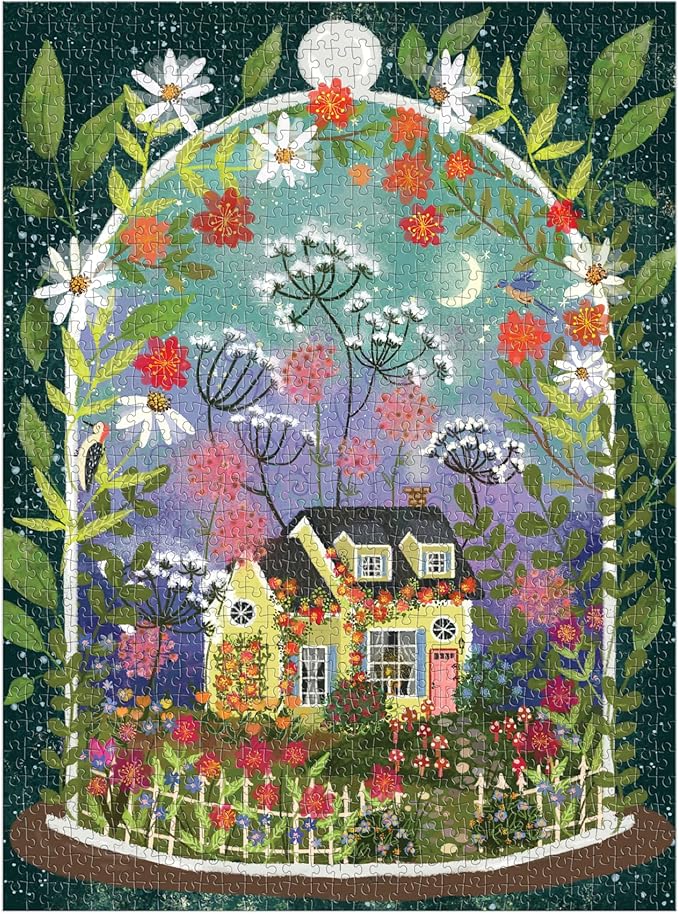 Galison Bloomarium – 1000 Piece Joy Laforme Jigsaw Puzzle Featuring Beautiful Artwork of A Cozy Cottage Encased in A Blooming Terrarium