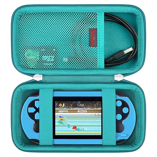 Elonbo Carrying Case for TaddToy/WELLST·G/Beijue/FAMILY POCKET/CCTU/X- JOYKIDS/GREENCREEK/Beico/KAVOYI/GuaiyeyeAP/TEBIYOU Handheld Game Console, Portable Electronic Gaming Player Bag, Green+