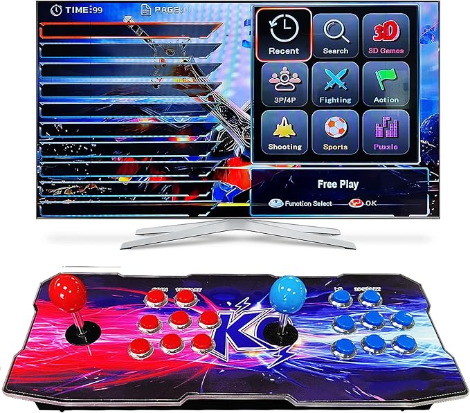 FVBADE [32000 in 1] 78S Pandora Box Arcade Game Console Compatible PC & Projector & TV ,3D Games 1-4 Players Double Joystick Favorite List Game Category Save/Search/Hide/Paus