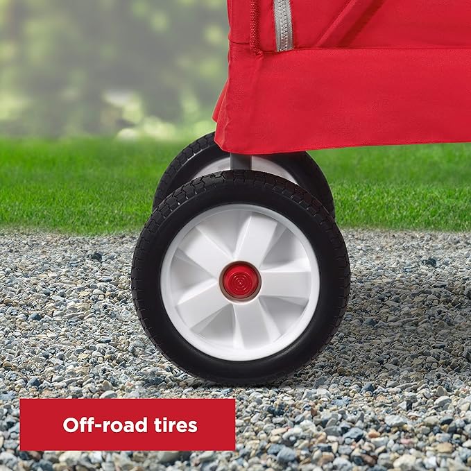 Radio Flyer 3-in-1 Off-Road EZ Fold Wagon with Canopy, for Kids 1.5+, 3-in-1 Push or Pull, with Bench Mode, One Hand Flat Fold, Off-Road Tires, DuraClean Fabric, Seat Belts, Stroller Wagon for Kids