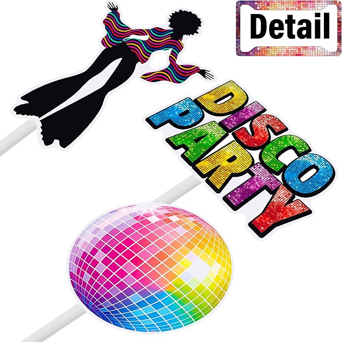 36pcs Disco Party Cupcake Toppers 70s 80s Disco Party Decoration Disco Dance Ball Cake Cupcake Picks for 1970s Saturday Night Disco Theme Birthday Party Supplies