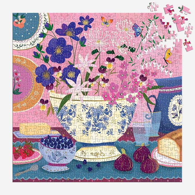Galison Art of The Table – 500 Piece Joy Laforme Jigsaw Puzzle Featuring Beautiful Artwork of Figs and Violets in A Still Life Setting