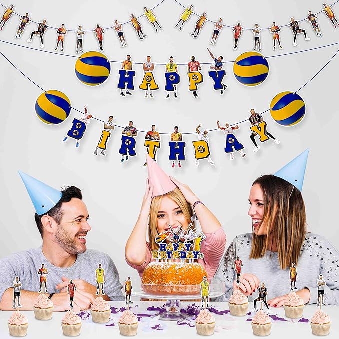 Volleyball Theme Birthday Party Supplies – Sports Inspired Party Decoration Set for Birthday Celebrations and Themed Events, Decorative Table Styling Items for Dessert Displays and Party Setup.