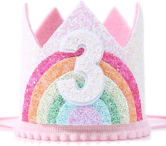 Birthday Rainbow Girl Crown, Birthday Hat for Event Party Supplies, Photo Props