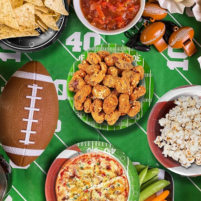 48PCS Football Birthday Party Decorations, 7" Football Party Plates Disposable Paper Plates Football Party Supplies Tableware Set