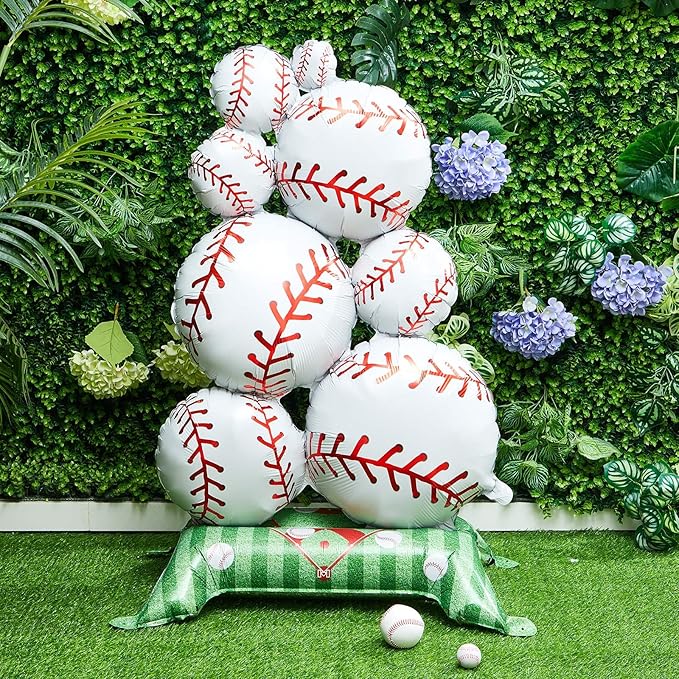 Soulchen 2 Pcs 3.5 ft Giant Self Standing Baseball Foil Balloons for Baseball Birthday Party Decoration Team Celebration Decor Backyard BBQ Sports Themed Party Supplies