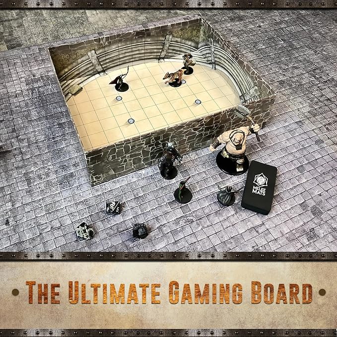 Melee Mats DND Map Starter Set - 22” x 26" Double Sided, Wet & Dry Erase Battle Terrain Grid for Dungeons and Dragons - Tabletop Board Gaming Kit with Accessories
