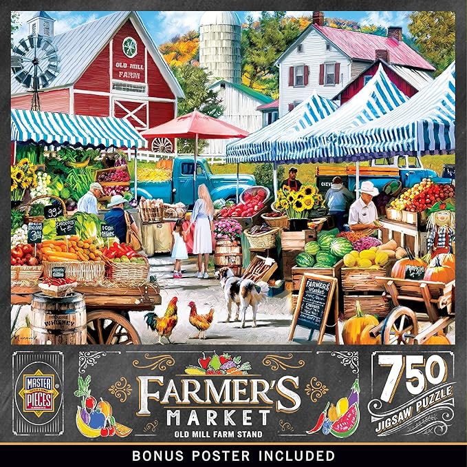 Masterpieces 750 Piece Jigsaw Puzzle For Adults and Family - Old Mill Farm Stand - 18"x24"