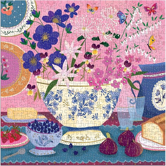 Galison Art of The Table – 500 Piece Joy Laforme Jigsaw Puzzle Featuring Beautiful Artwork of Figs and Violets in A Still Life Setting