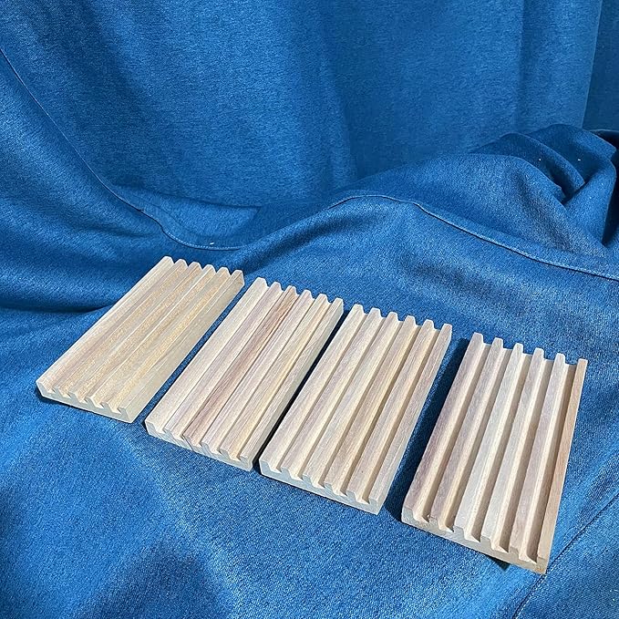 Natural Wood Domino Racks, Domino Tiles Holders,Domino Trays Set of 4 for Mexican Train Chickenfoot and Other Dominoes Games