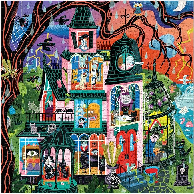 Mudpuppy Monster Mansion – 500 Piece Family Jigsaw Puzzle Featuring Bold and Spooky Illustrations of A Haunted Mansion Filled with Goblins Ghouls and Monsters (Amazon Exclusive)