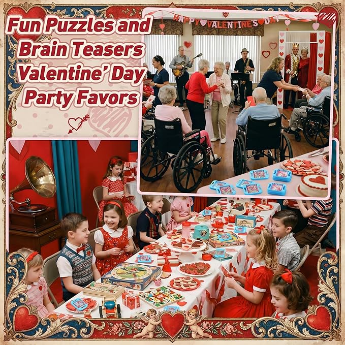 24 Pcs Valentine's Day Maze Puzzle Cube Bulk Maze Game with Card Educational Cube Handheld Brain Teaser Puzzles Valentine Party Favor for Kid Goodies Bag Exchange Gift
