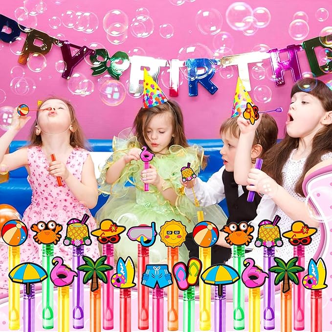 24PCS Summer Bubble Wands for Kids - Party Favors, Goodie Bag Fillers, Pinata Stuffers, Birthday Toys, Class Prizes, Gifts for Toddlers, Boys & Girls