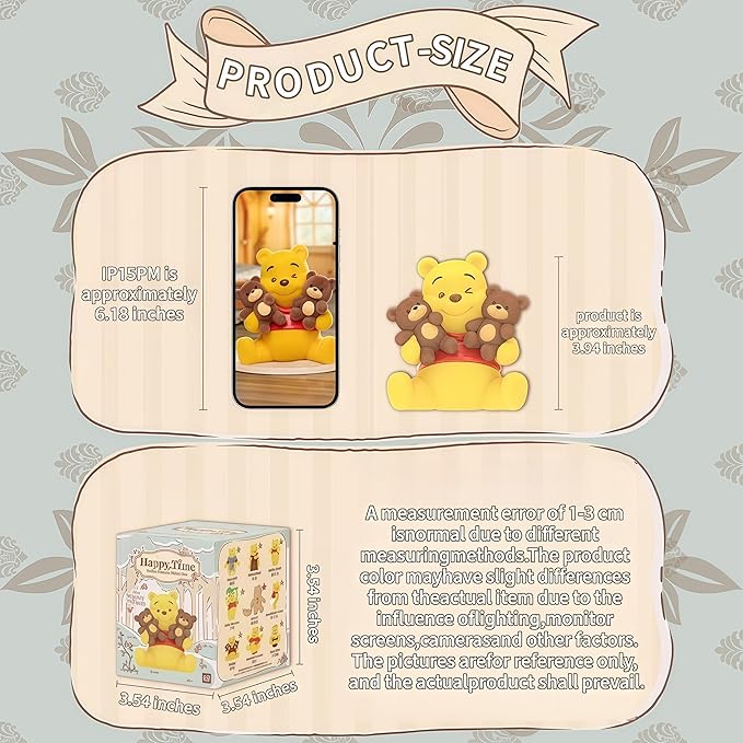 MINISO Winnie The Pooh Blind Box Happy Hour Series Blind Box Cute Desktop Ornaments Gift Collection Random One Piece
