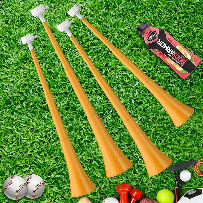 Collapsible Stadium Horn 24 Inch Vuvuzela Plastic Trumpet Blow Horns Noisemakers Loud Sound Soccer Cheer Horn for Sporting Events Graduation Games School Party Supplies Favors Accessories