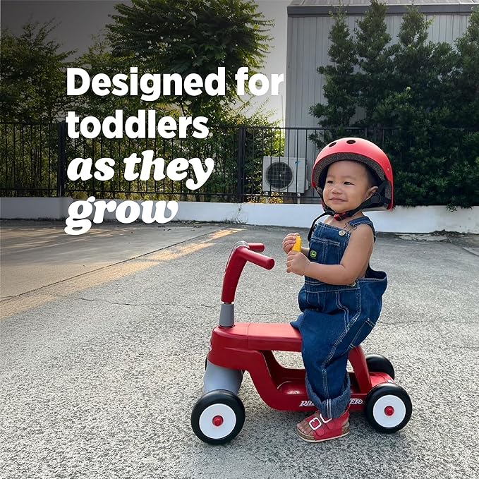 Radio Flyer Scoot 2 Scooter, Blue, for Kids Ages 1-4, Ride On Toy or 4-Wheel Kids Scooter, Durable Wheels and Frame, Converts Easily with Flip Deck, Toddler Ride On Toys (Amazon Exclusive)