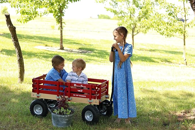 Berlin Flyer Sport Kid's Wagon - Model F410 - Amish Made in Ohio, USA - 10" No-Flat Tires (Red)