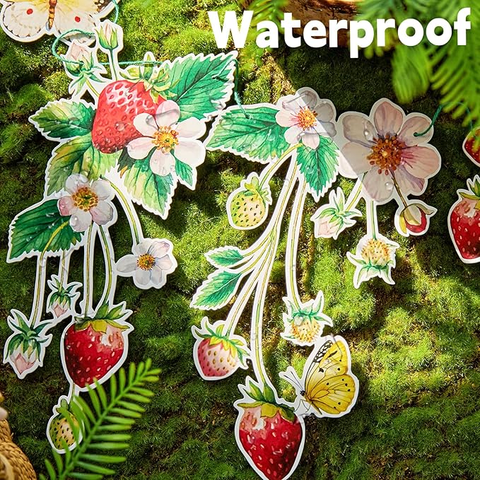 Paper Jazz Strawberry Birthday Banner 2pcs Strawberry Garland Decoration Berry First Theme Birthday Supplies,Strawberry Streamers for Garden Classroom Red and Green Party Decor for Girl
