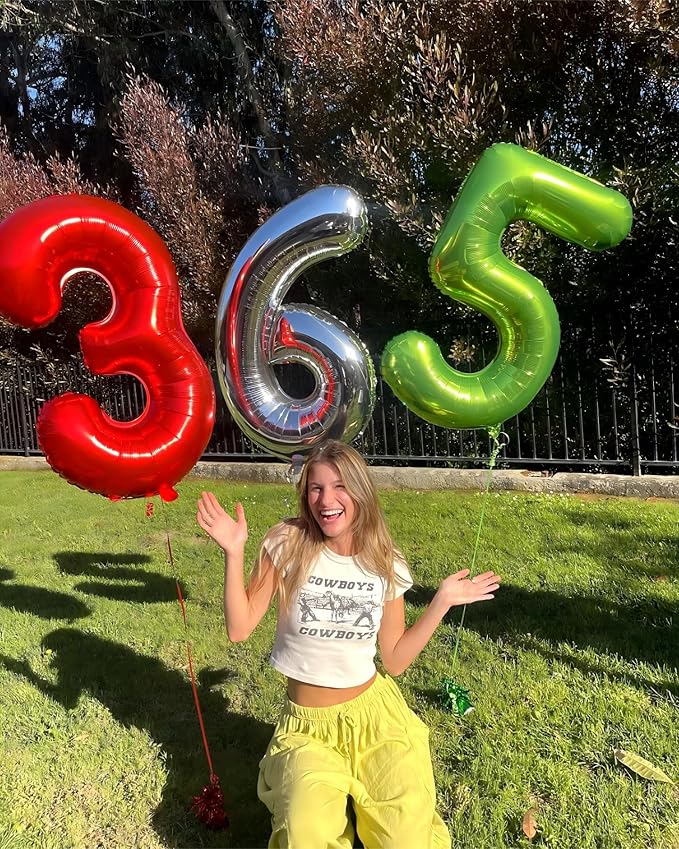 Light Green 40 Inch Large Number 5 Birthday Balloon, Five 5th 15 25 35 50 55 Birthday Celebration Decorations, Light Green Foil 5 Mylar Helium Balloons Girl Boy Anniversary Party Supplies