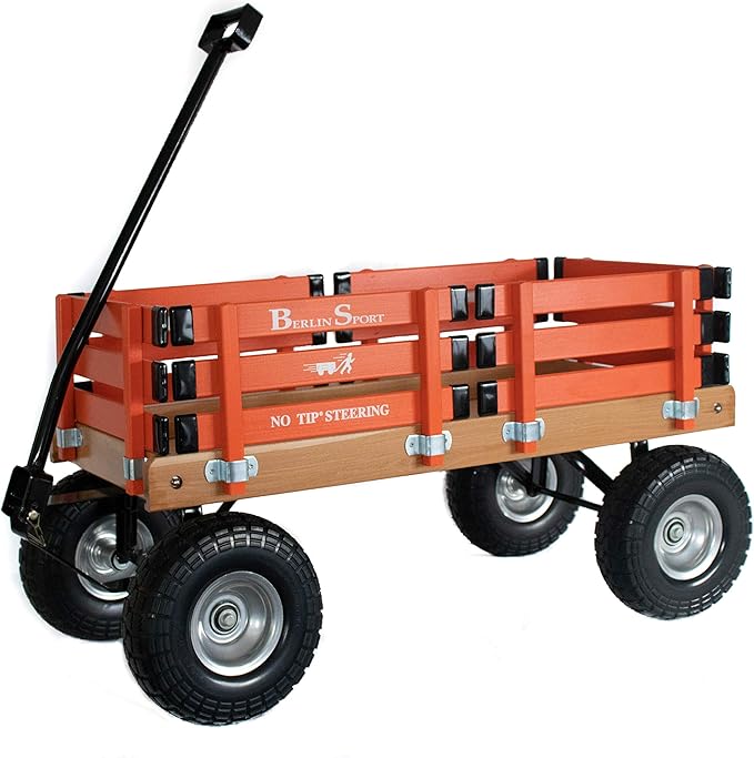 Berlin Flyer Sport Wagon - Model F410 - Amish Made in Ohio, USA - 10" No-Flat Tires (Orange)