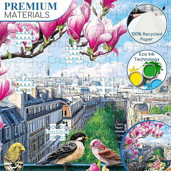 500 Piece Puzzle for Adults | Brunch in Paris Puzzle | Recycled Cardboard Eiffel Tower Paris Jigsaw Puzzle 500 Pieces | Impossible Challenge Game Home Decor Birthday Party Gift for Adults Seniors
