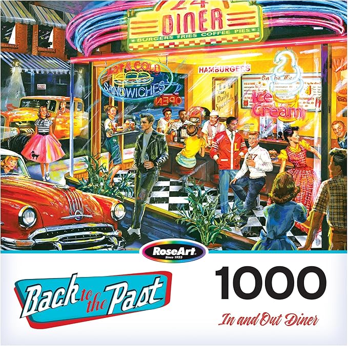 RoseArt - Back to The Past - in and Out Diner - 1000 Piece Jigsaw Puzzle for Adults