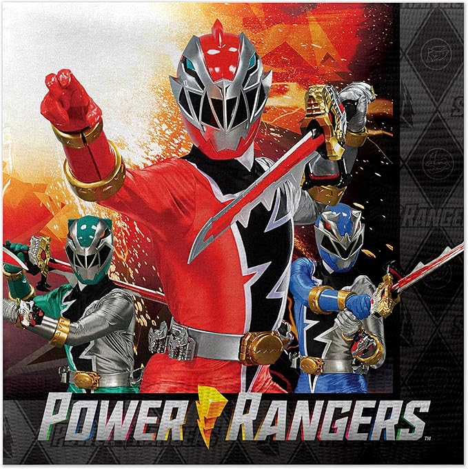 Treasures Gifted Officially Licensed Power Rangers Party Supplies - Pack of 32 Napkins - Power Rangers Birthday Decorations - 6.5in x 6.5in Paper Napkins